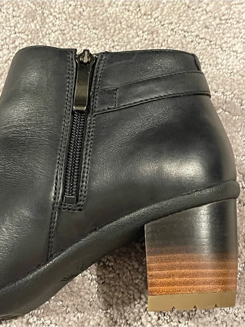 Dansko Perry Black Leather Ankle Boot with Stacked Heel, Waterproof, Size 38/7.5